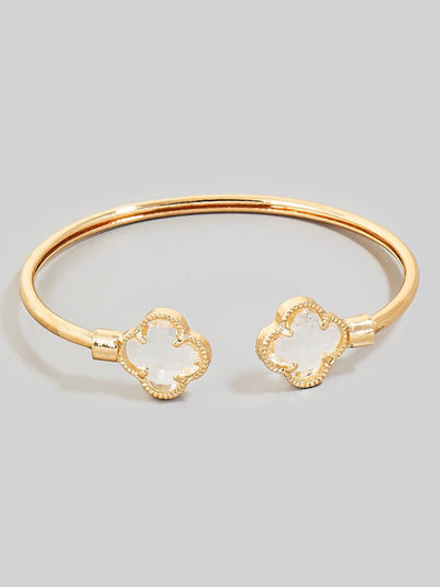 Double Faceted Clover Ends Cuff Bracelet