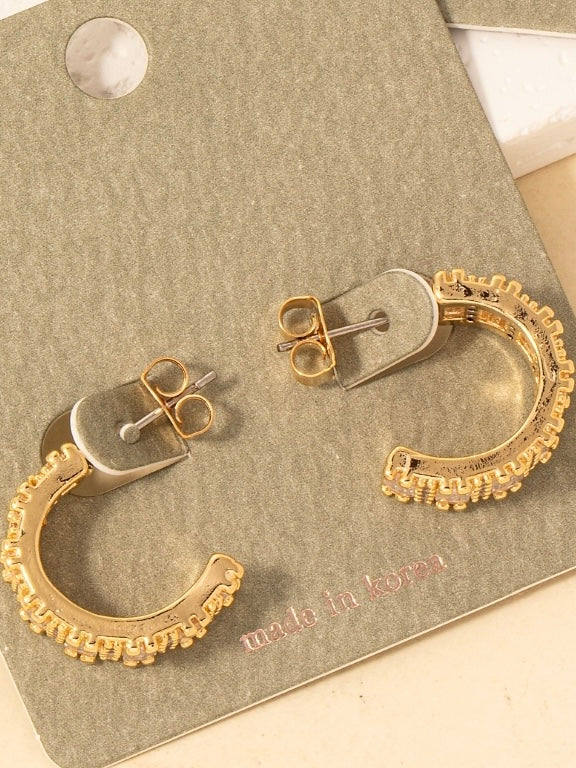 Pave Baguette Hoop Earrings