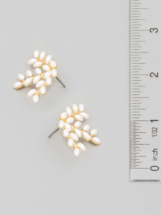 Pearl Leaf Post Earrings