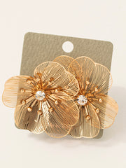 Thin Metallic Filigree Flower Stud Earrings