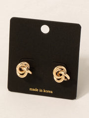Triple Metallic Knot Stud Earrings