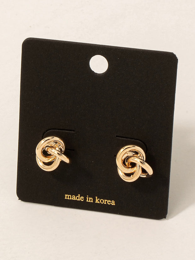 Triple Metallic Knot Stud Earrings