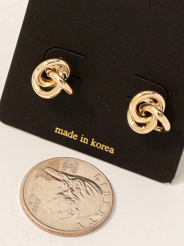 Triple Metallic Knot Stud Earrings