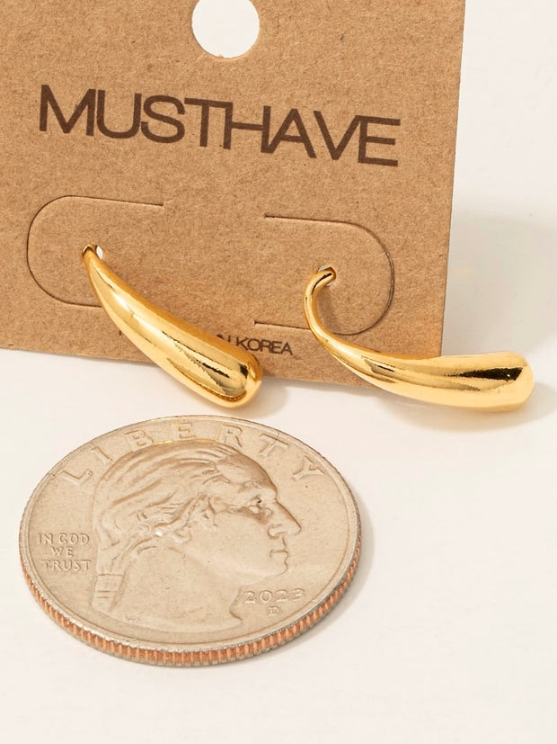 Gold Dipped Long Tear Threader Dangle Earrings