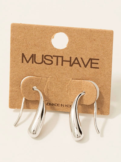 Silver Dipped Long Tear Threader Dangle Earrings