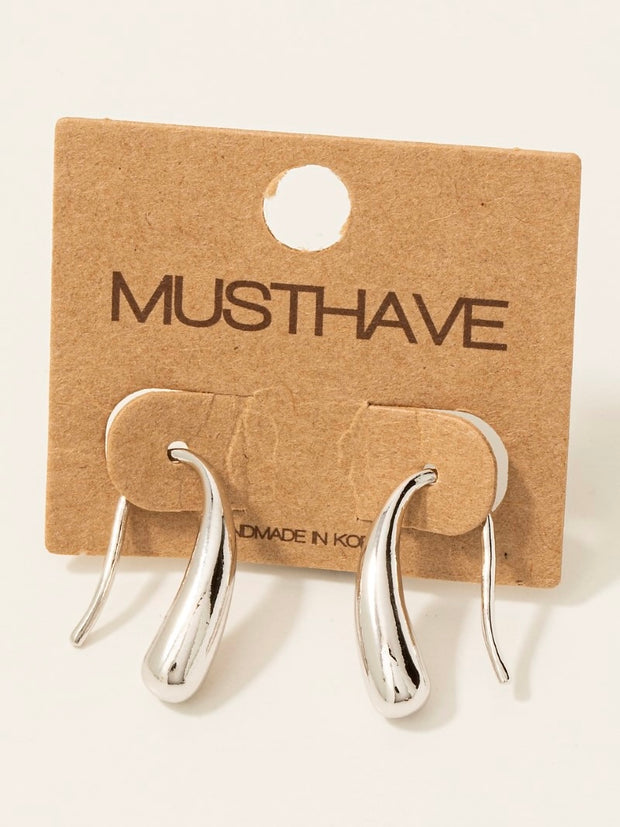 Silver Dipped Long Tear Threader Dangle Earrings