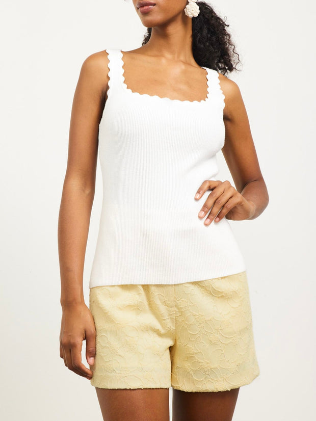 Clara Scalloped White Top