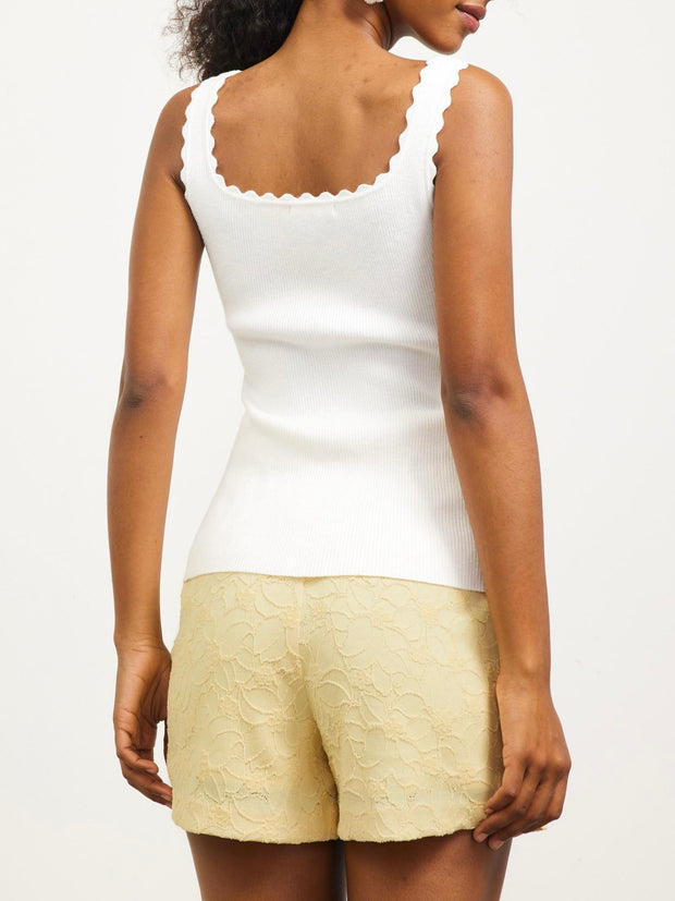 Clara Scalloped White Top