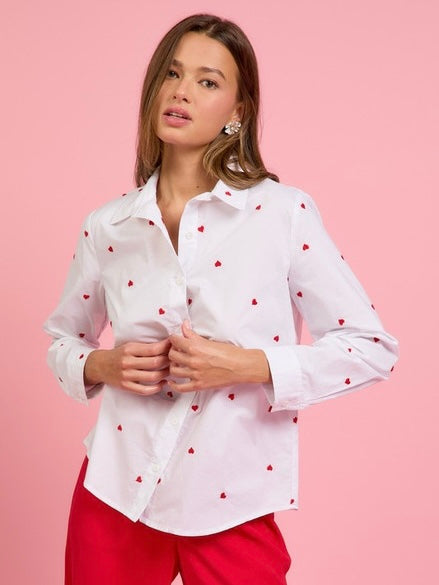 Any Heart Embroidered Poplin Shirt FS