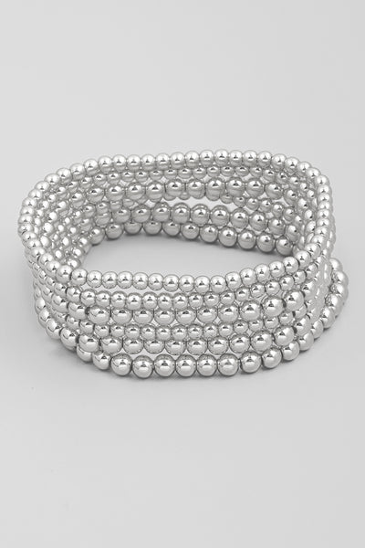 Silver Dipped Ball Bead Bracelet Set