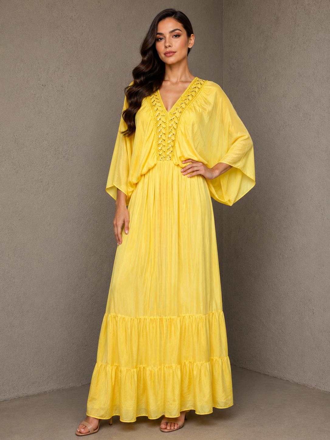 Miriam Flowy Embellished Maxi Dress