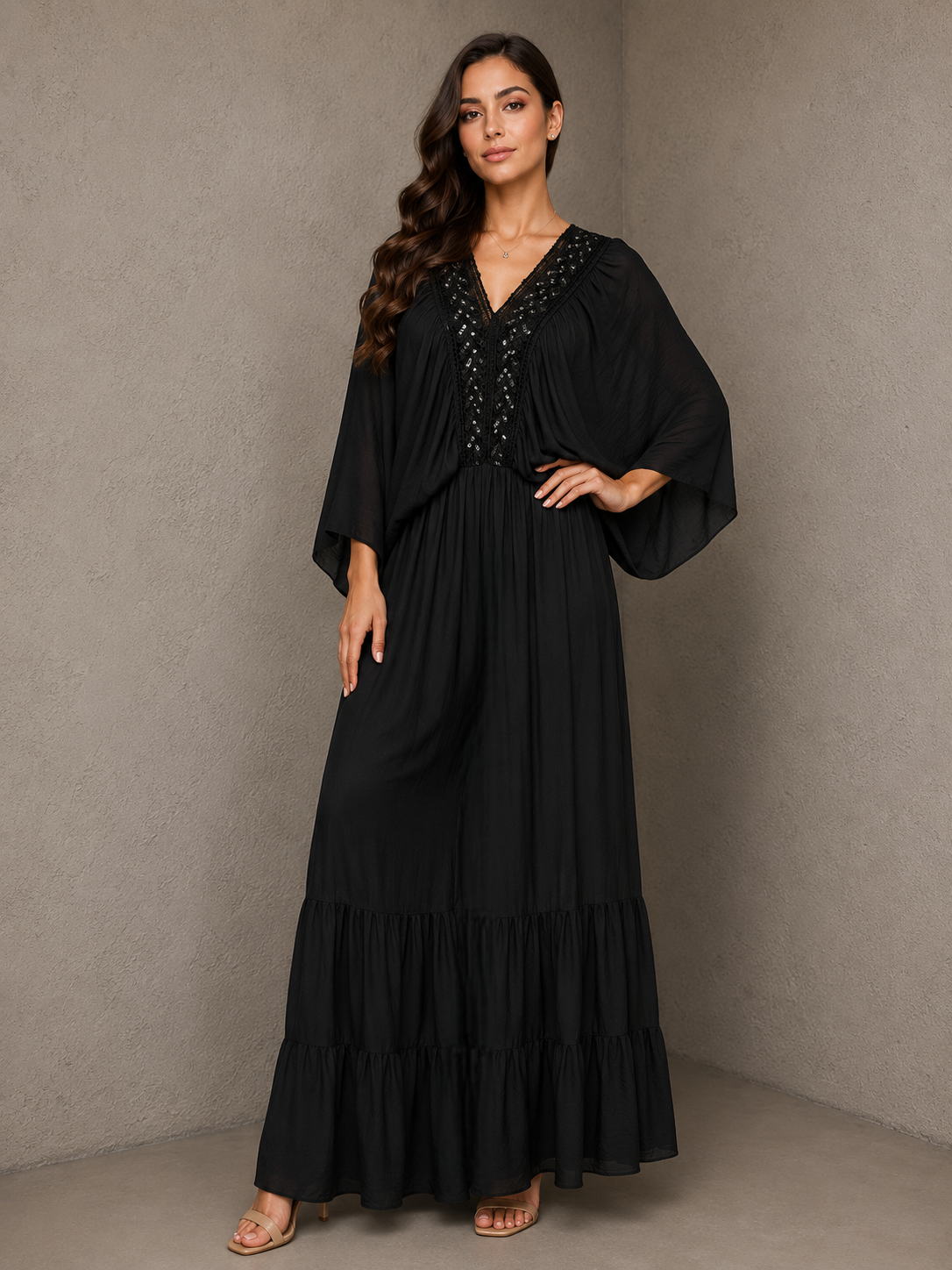 Miriam Flowy Embellished Maxi Dress
