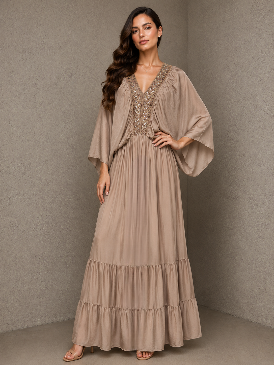 Miriam Flowy Embellished Maxi Dress