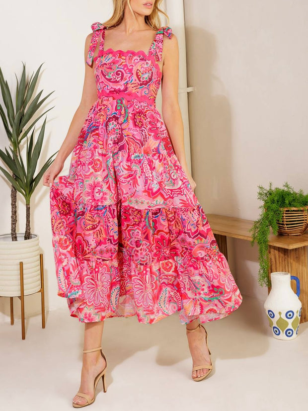Ellen Tie Neck Detail Midi Dress
