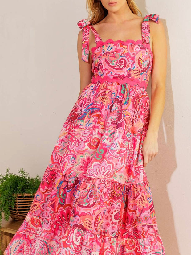Ellen Tie Neck Detail Midi Dress