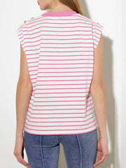 Hannah Striped White & Pink Top