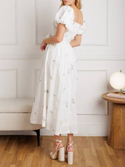Anelle Embroidered Woven Midi Dress