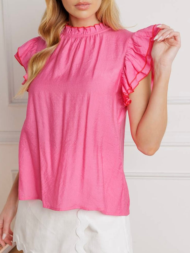 Helen Ruffed Woven Top