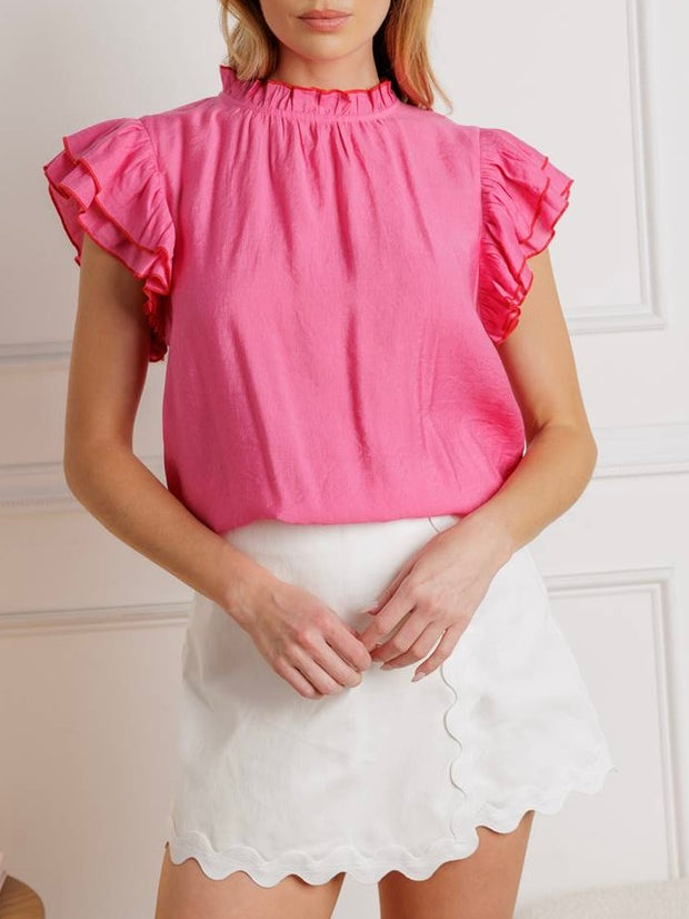 Helen Ruffed Woven Top