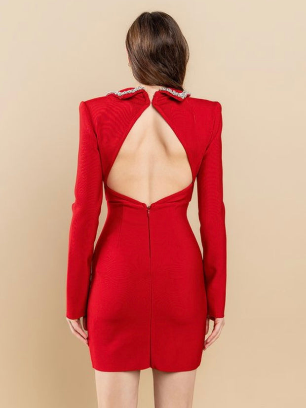 Ana Red Jewel Stoned Dress