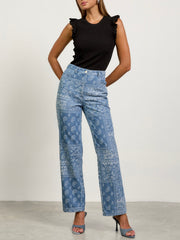 Lia Denim Jacquard Wide Bottoms