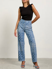 Lia Denim Jacquard Wide Bottoms