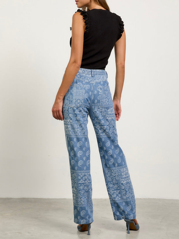 Lia Denim Jacquard Wide Bottoms
