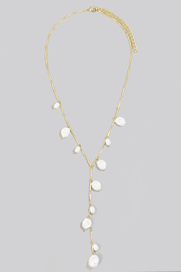 Pearl Charms Dainty Y Chain Necklace