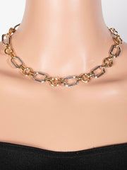 Matte Metal Tone Circle & Oval Necklace