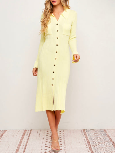 Candice Knit Midi Yellow Dress