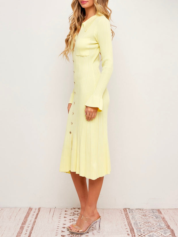 Candice Knit Midi Yellow Dress