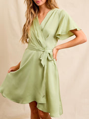 Ingrid Woven Sage Dress
