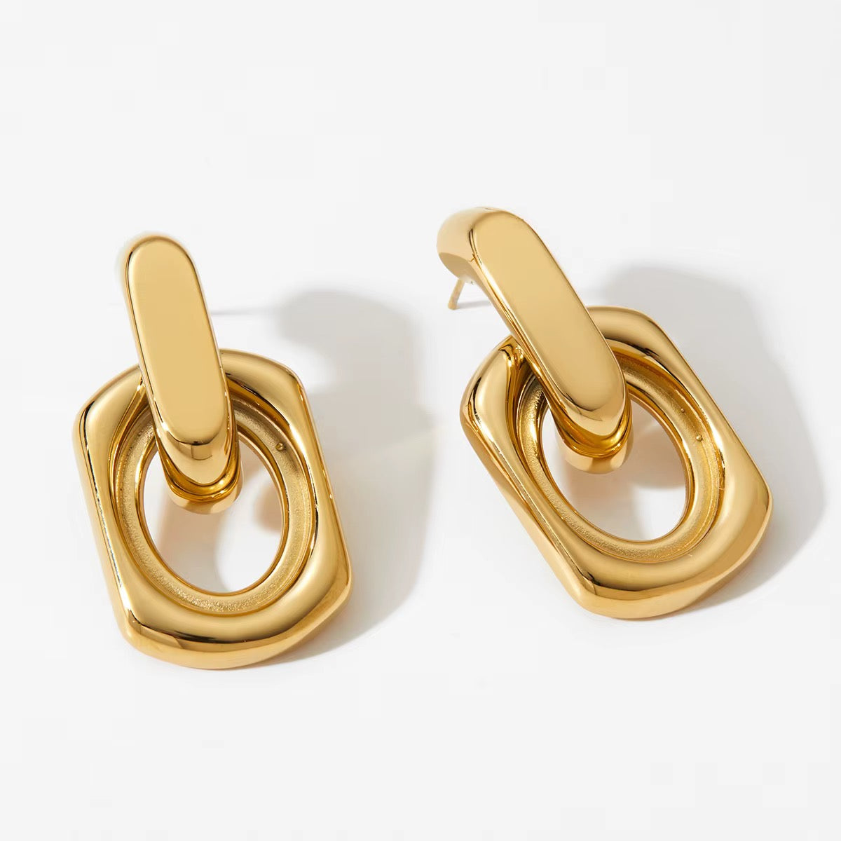 Gold Geometric Link Earrings