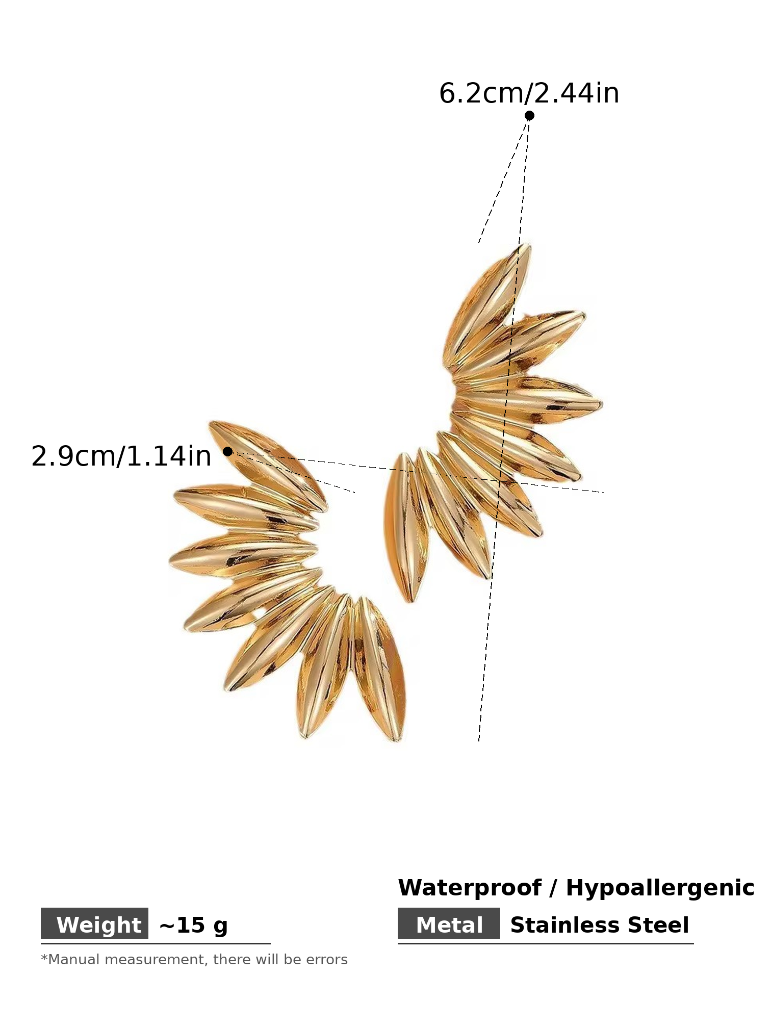 Gold Petal Wing Statement Earrings