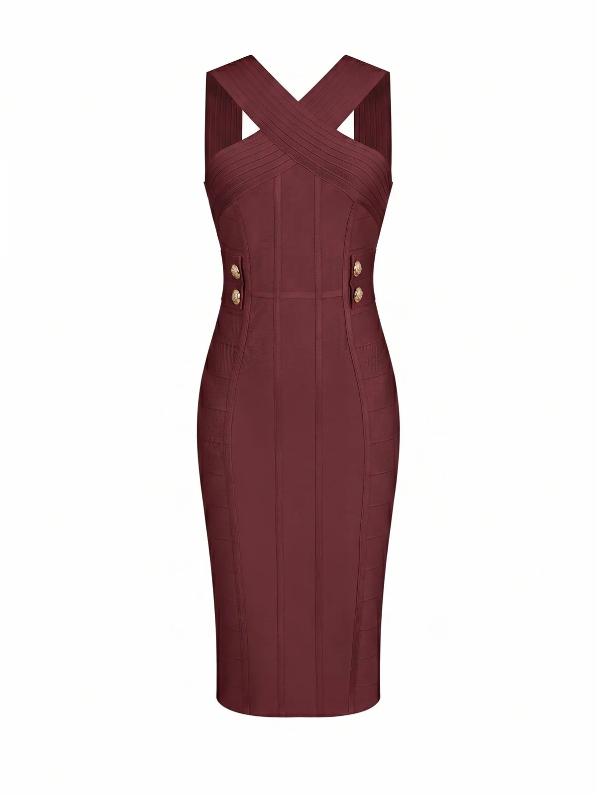 Angie Bandage Burgundy Midi Dress
