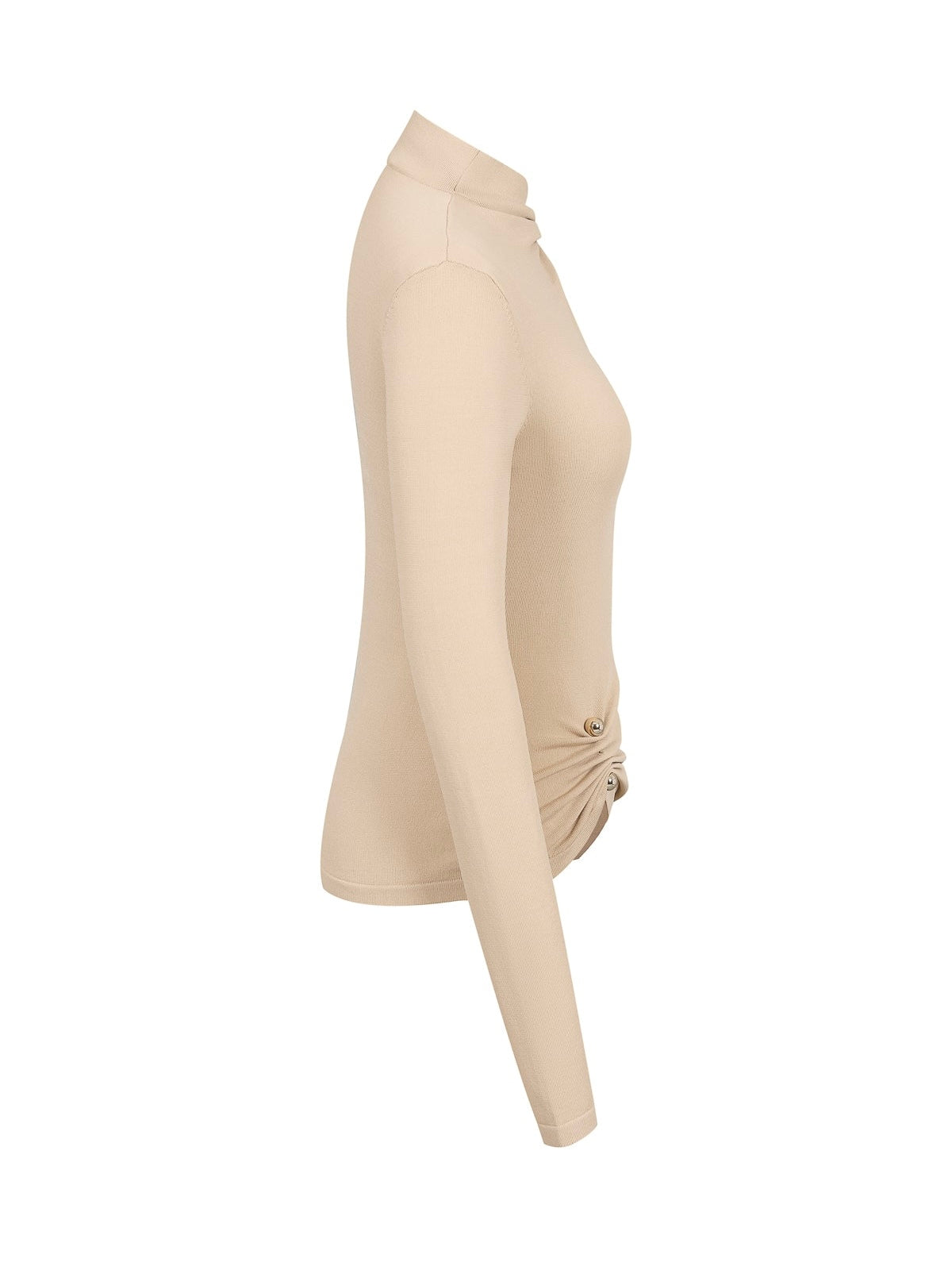 Solène Ruched Button Beige Top