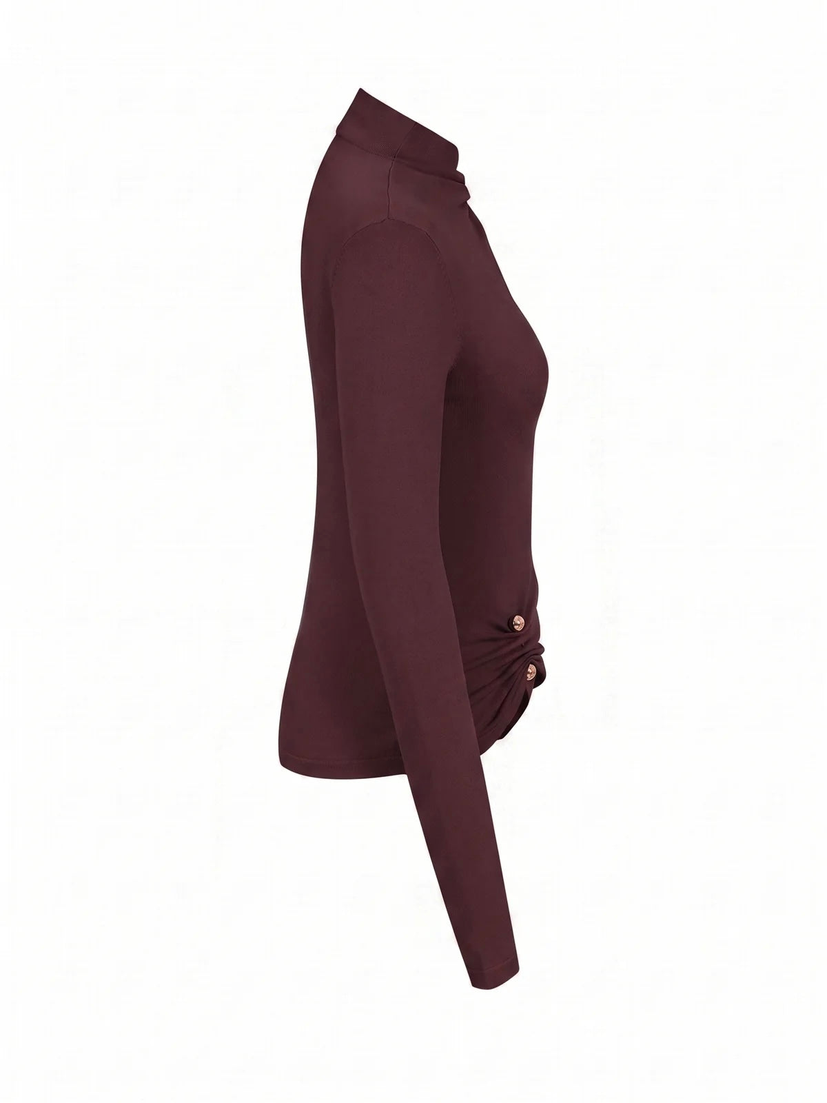Solène Ruched Button Brown Top