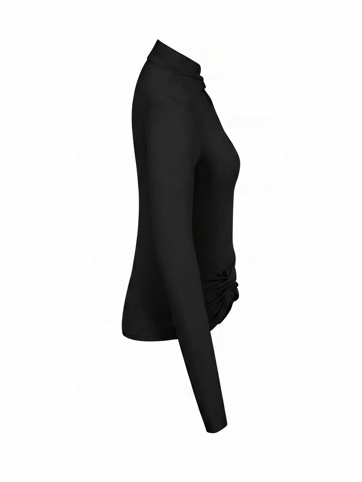 Solène Ruched Button Black Top