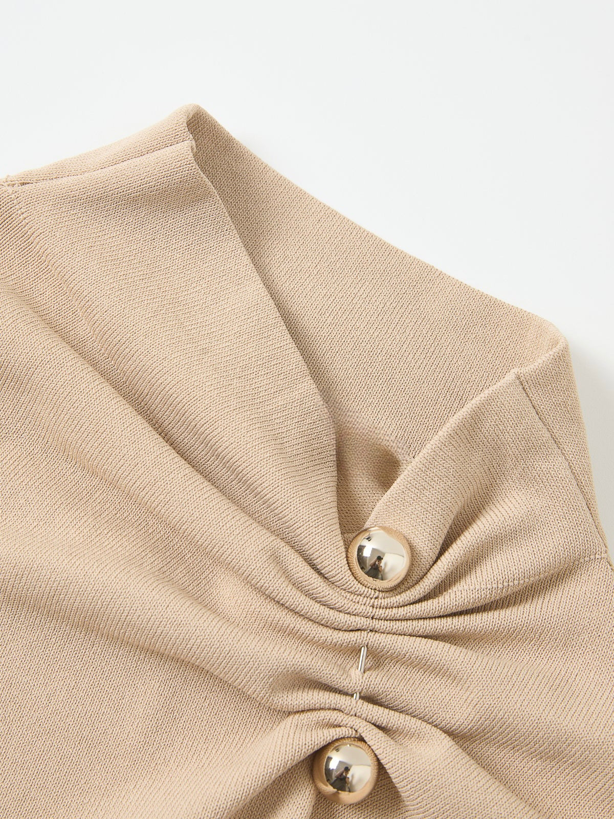 Solène Ruched Button Beige Top