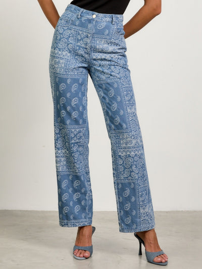 Lia Denim Jacquard Wide Bottoms