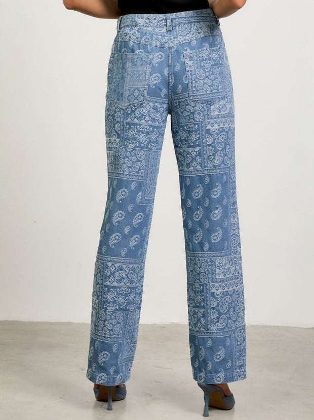 Lia Denim Jacquard Wide Bottoms