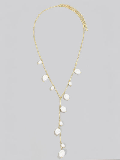 Pearl Charms Dainty Y Chain Necklace