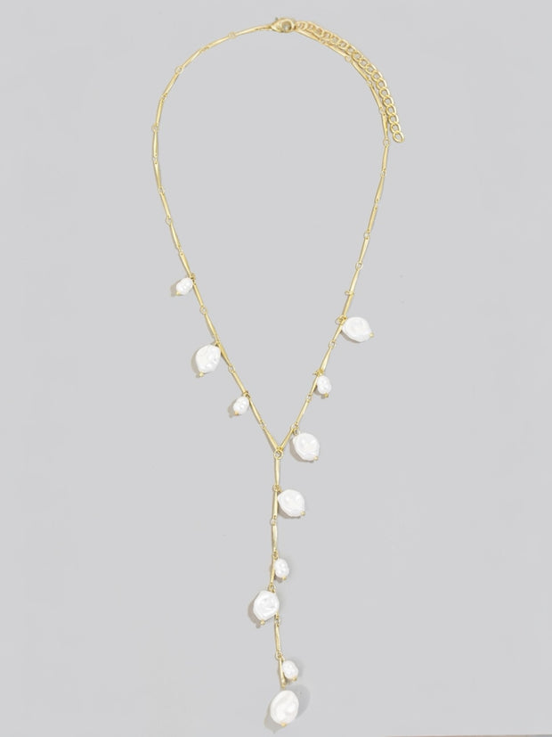 Pearl Charms Dainty Y Chain Necklace
