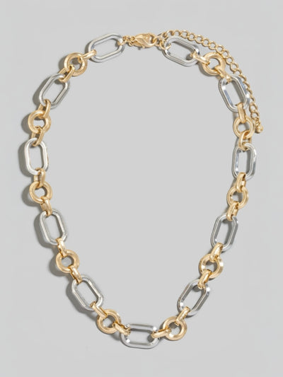 Matte Metal Tone Circle & Oval Necklace