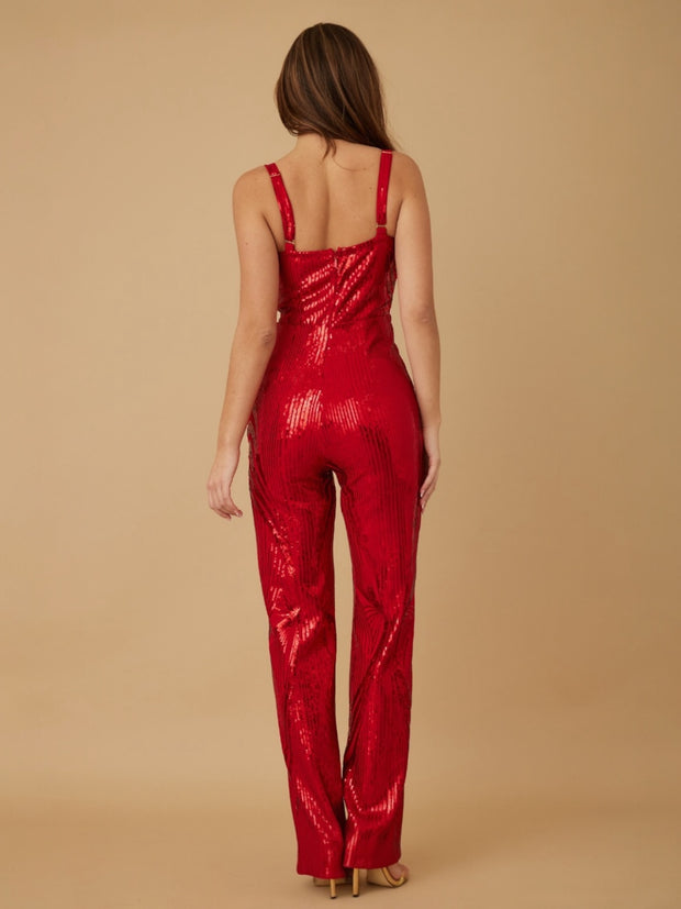 Natalia Sequins Red Jumpsuit FS