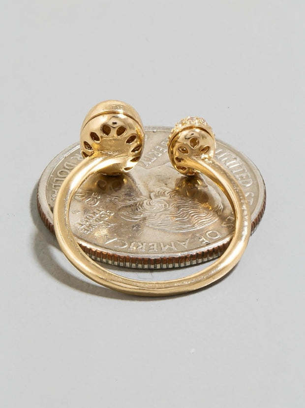 Star Pave Oval Ends Open Band Gold Ring
