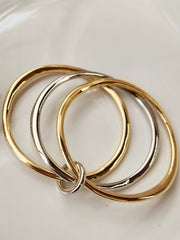 Layered Metallic Tube Bangle Bracelet