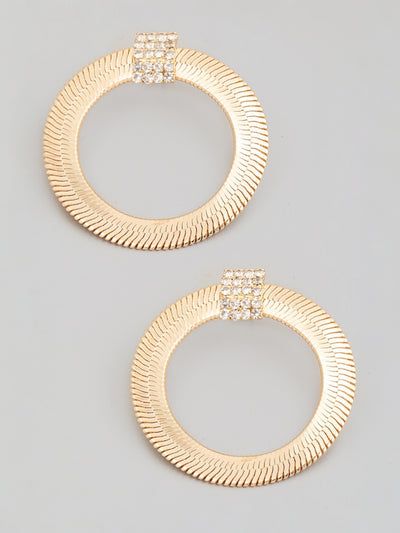 Flat Solid Snake Chain Hoop Drop Earrings