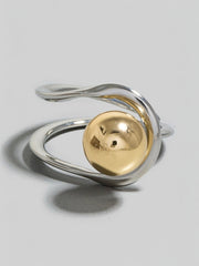 Metallic Ball Stud Looped Band Ring