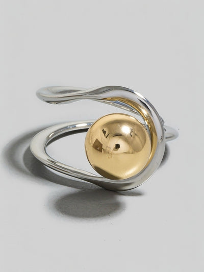 Metallic Ball Stud Looped Band Ring